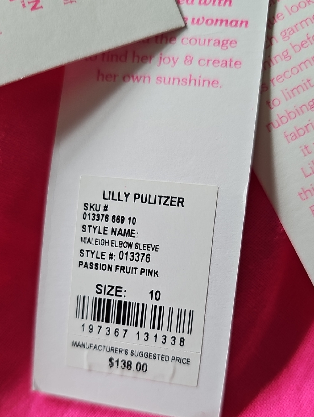 Lilly Pulitzer Pink V-Neck Linen Balloon Sleeve Blouse new - Picture 4 of 6